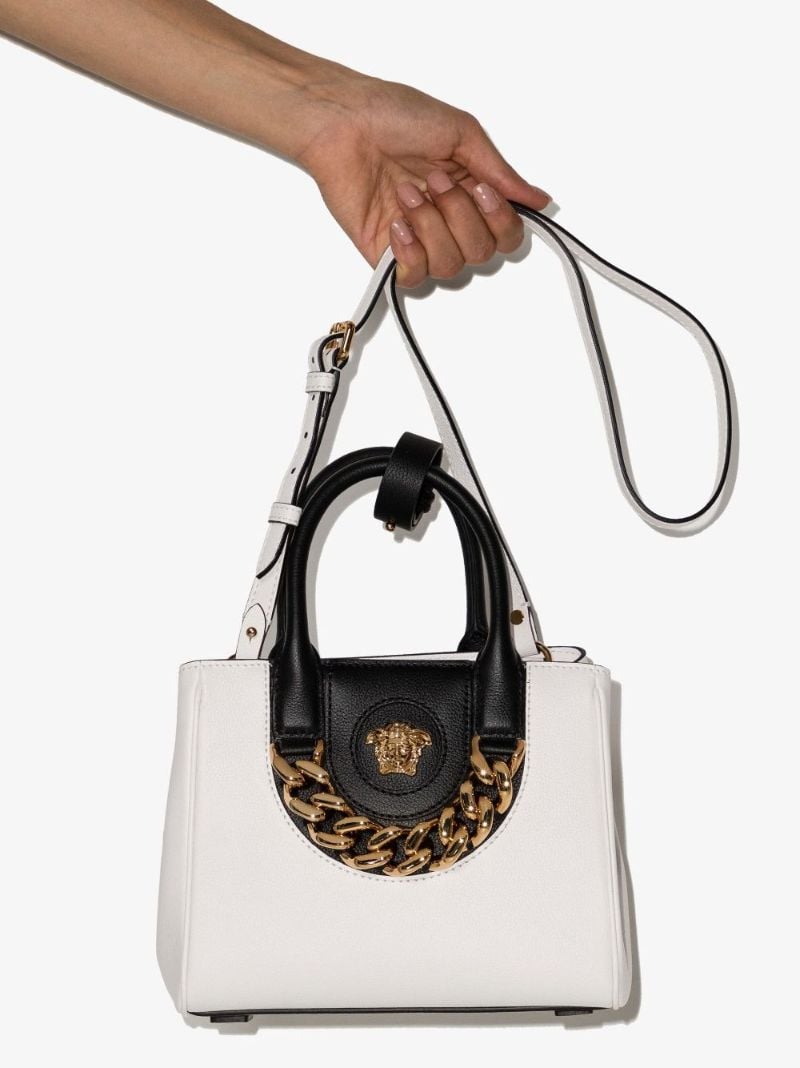 White La Medusa Small Leather Tote Bag
