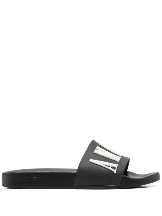 Black Logo Rubber Slides