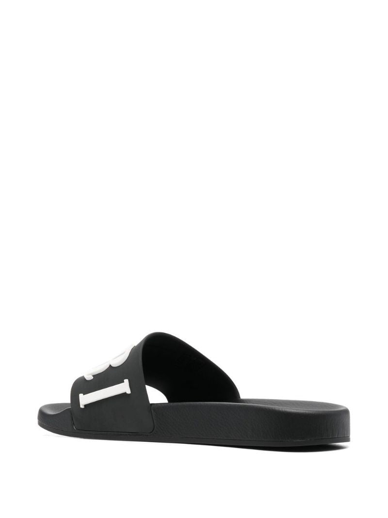 Black Logo Rubber Slides
