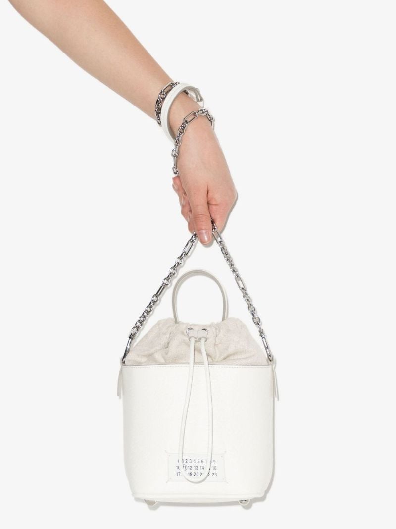White 5ac Small Leather Bucket Bag