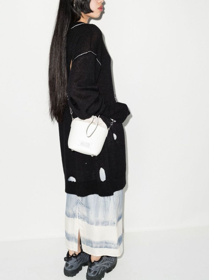 White 5ac Small Leather Bucket Bag