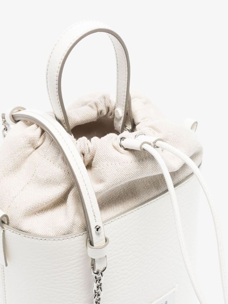 White 5ac Small Leather Bucket Bag