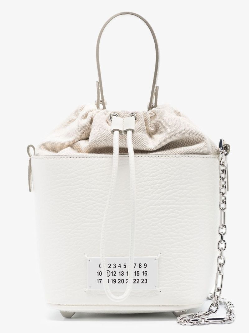 White 5ac Small Leather Bucket Bag