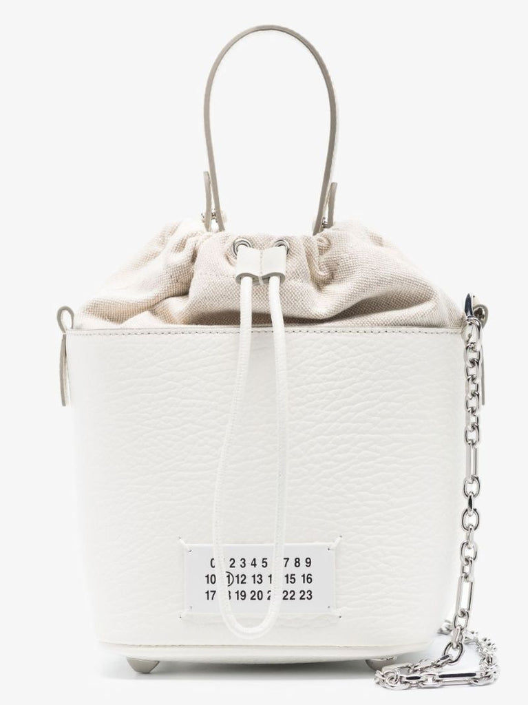 White 5ac Small Leather Bucket Bag
