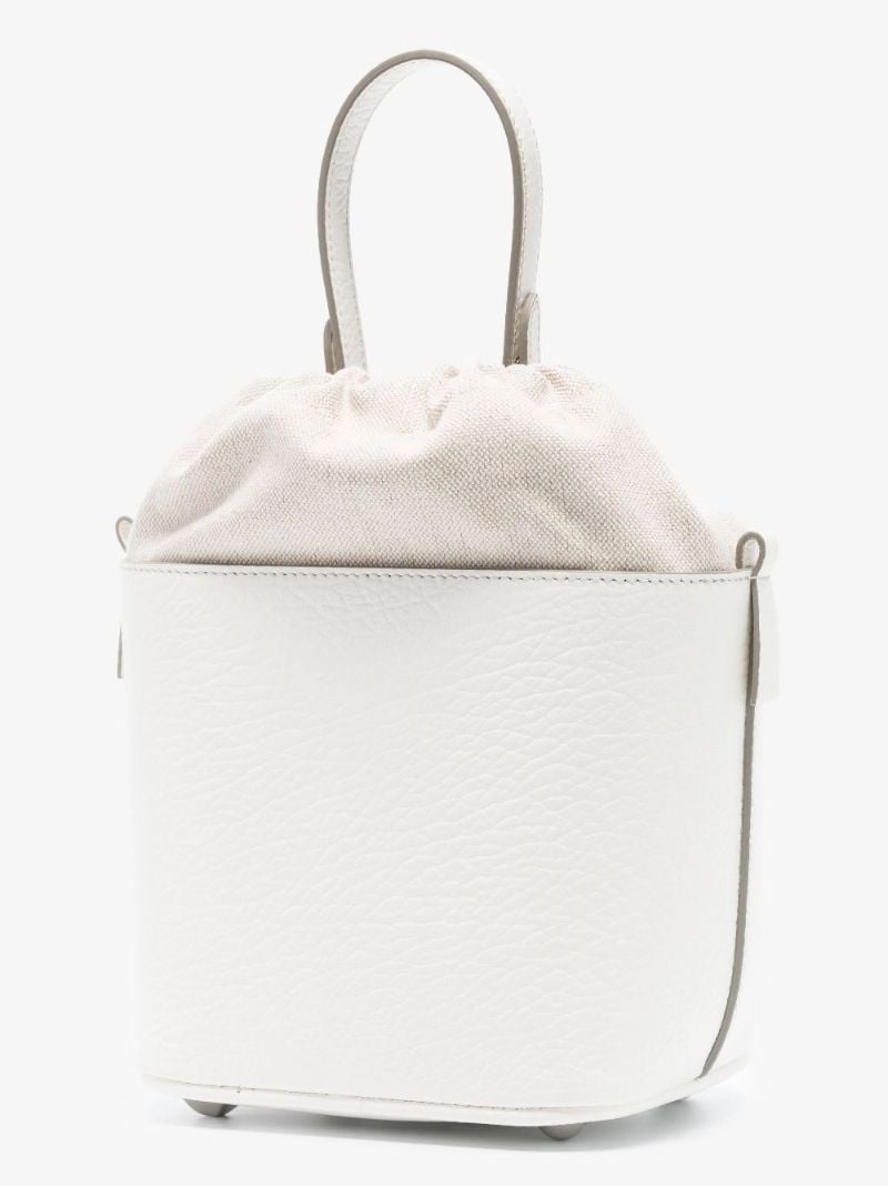 White 5ac Small Leather Bucket Bag