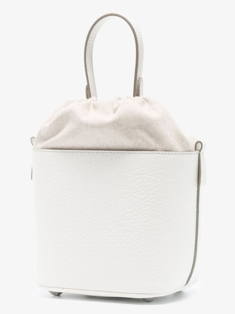 White 5ac Small Leather Bucket Bag