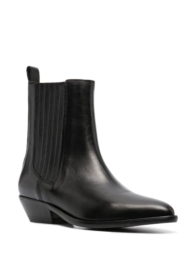 Black Delena Leather Ankle Boots