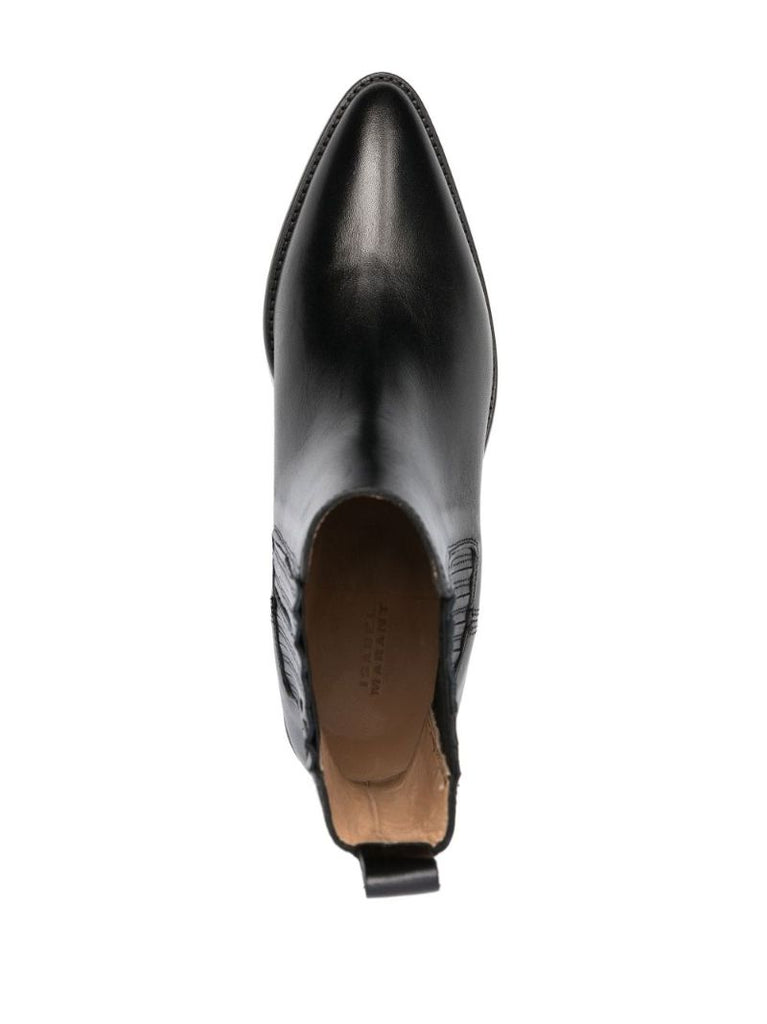 Black Delena Leather Ankle Boots