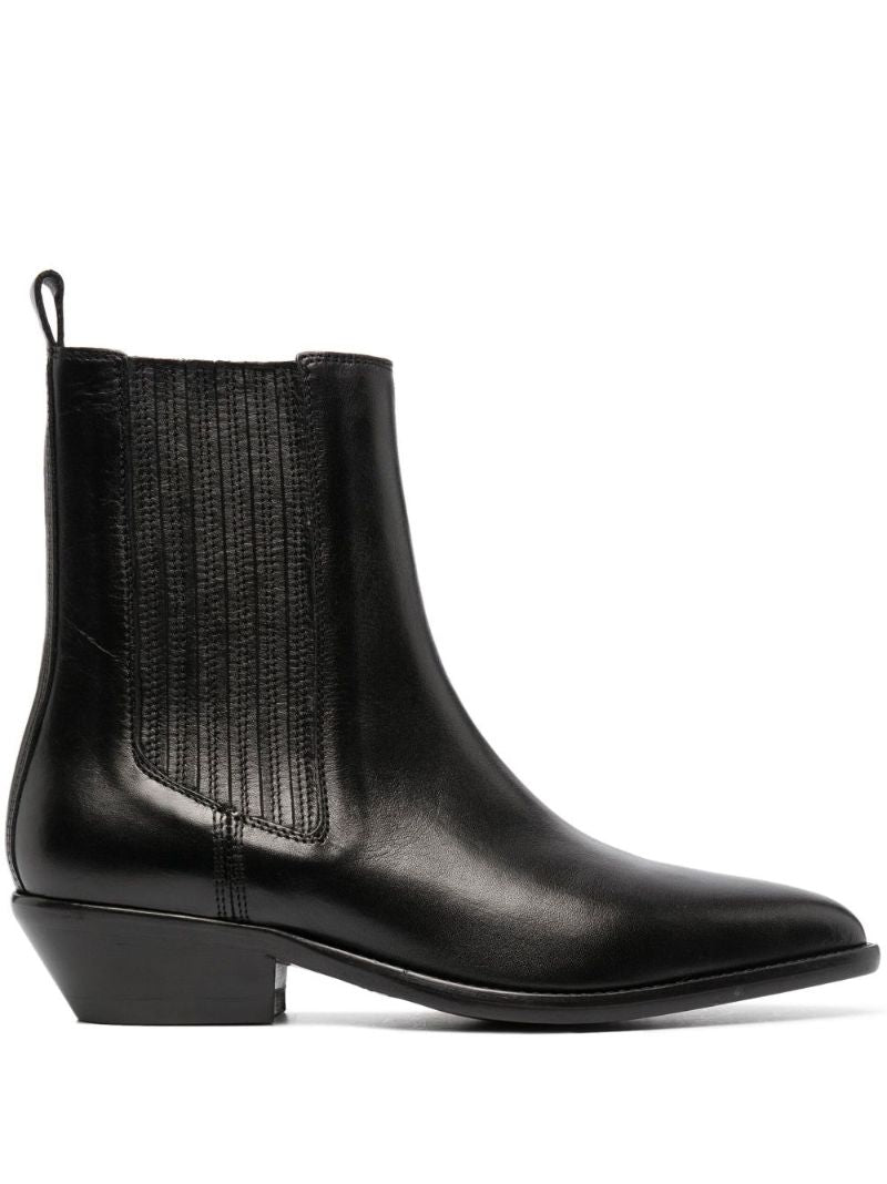 Black Delena Leather Ankle Boots