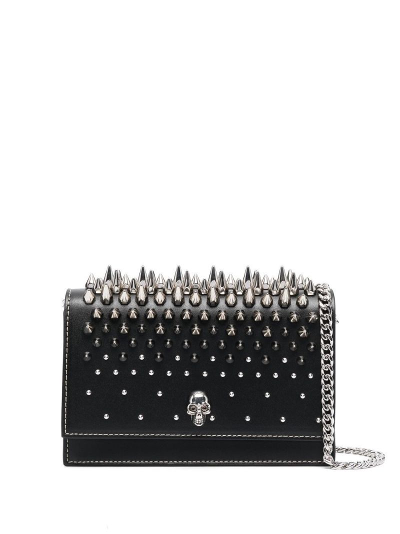 Black Skull Small Leather Cross Body Bag