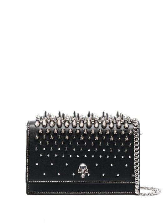 Black Skull Small Leather Cross Body Bag