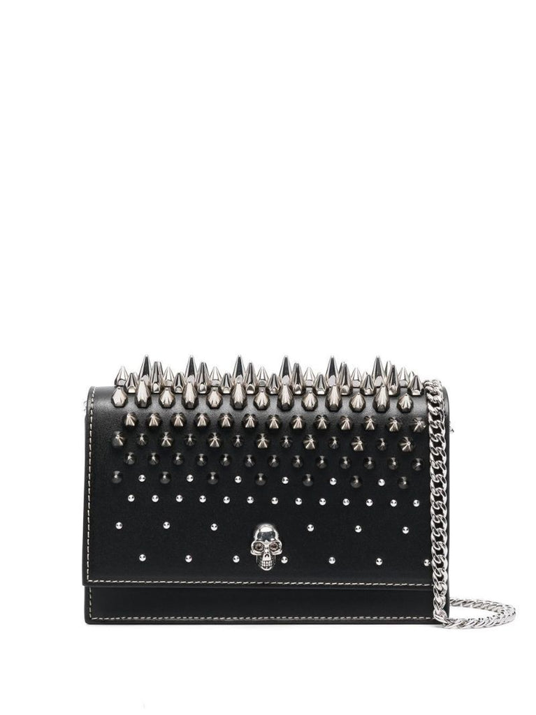 Black Skull Small Leather Cross Body Bag