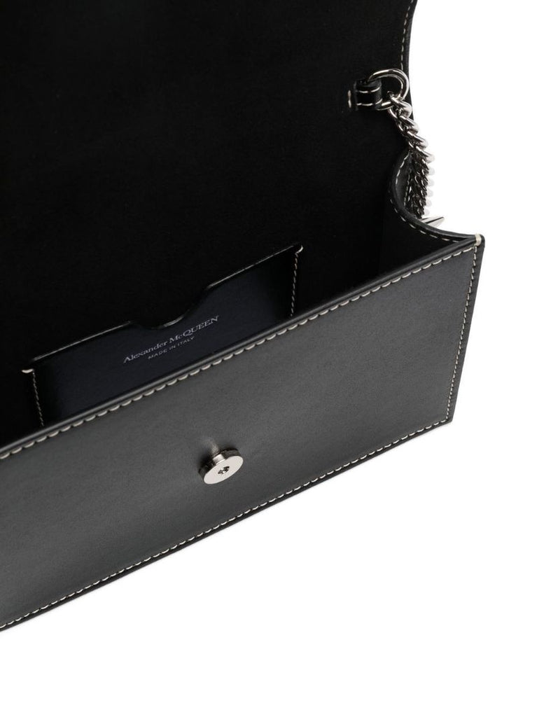 Black Skull Small Leather Cross Body Bag
