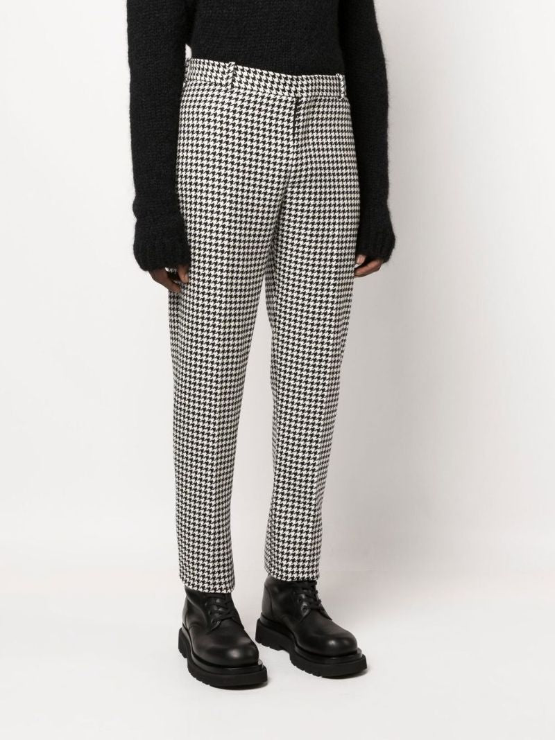Black Houndstooth Wool Trousers