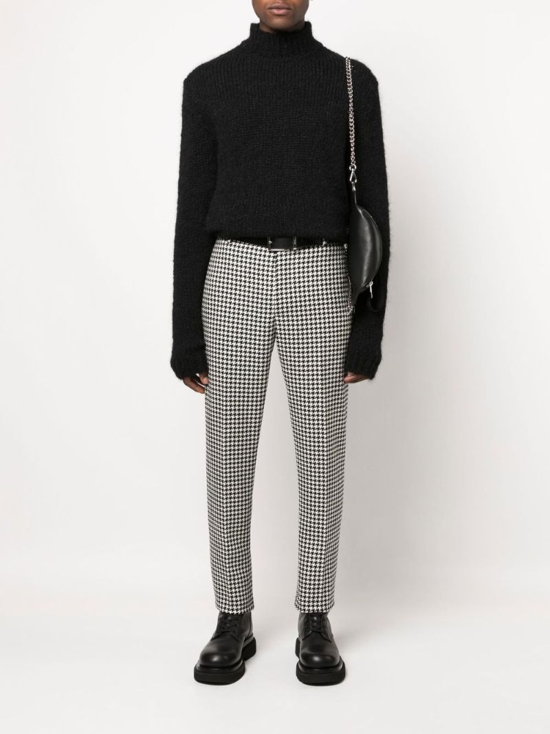 Black Houndstooth Wool Trousers