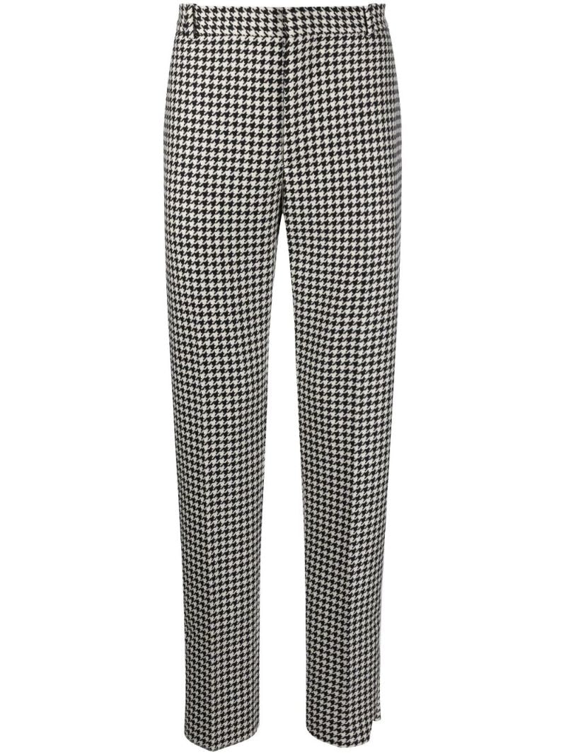 Black Houndstooth Wool Trousers