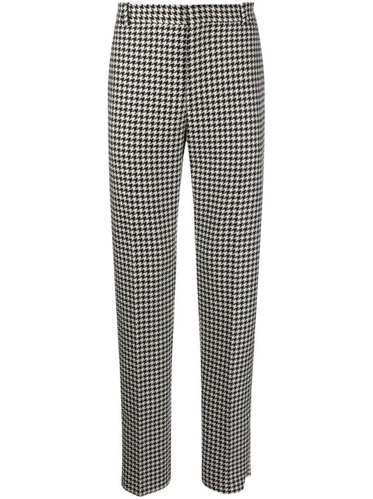 Black Houndstooth Wool Trousers