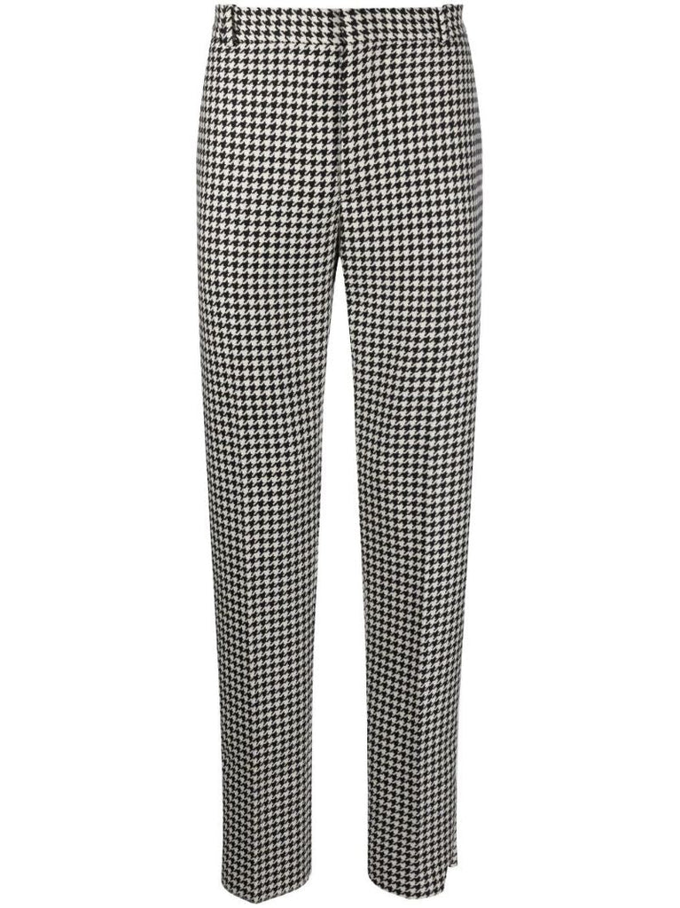 Black Houndstooth Wool Trousers
