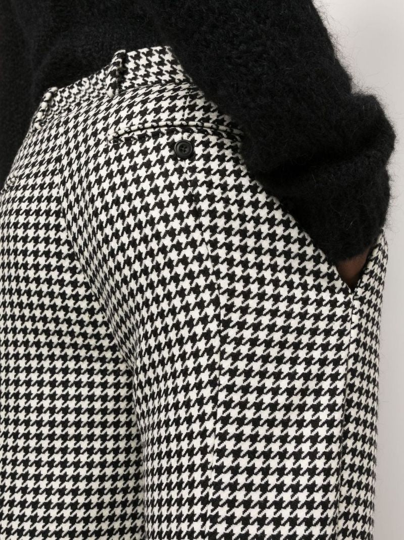 Black Houndstooth Wool Trousers