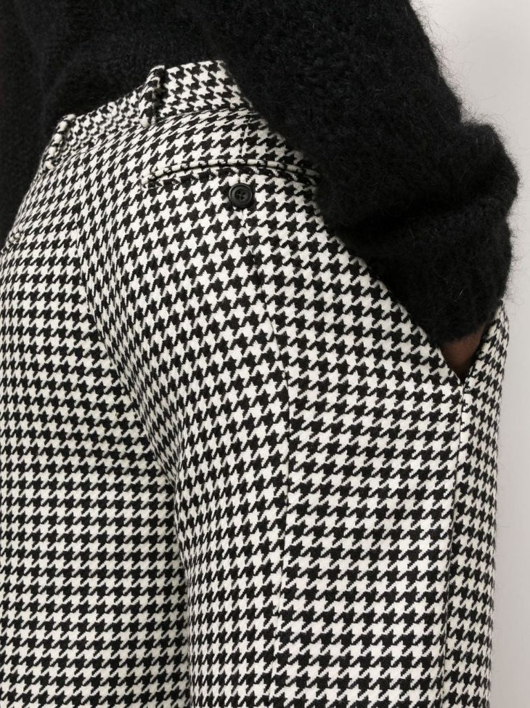 Black Houndstooth Wool Trousers