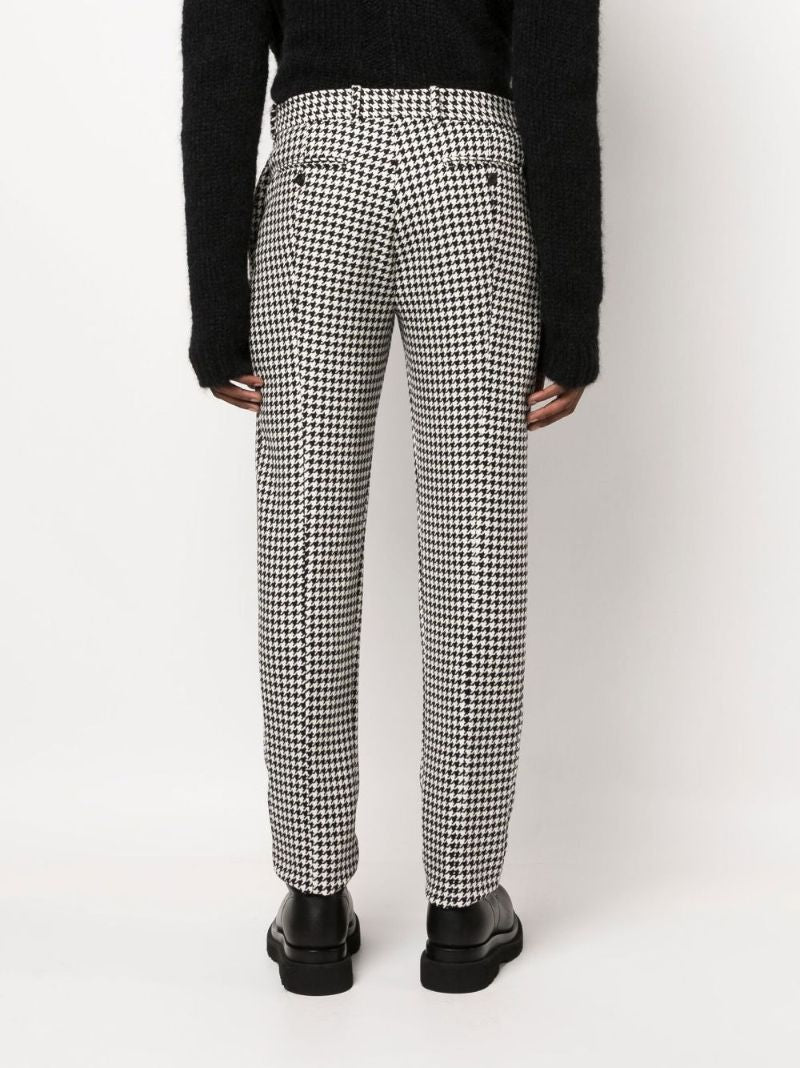 Black Houndstooth Wool Trousers