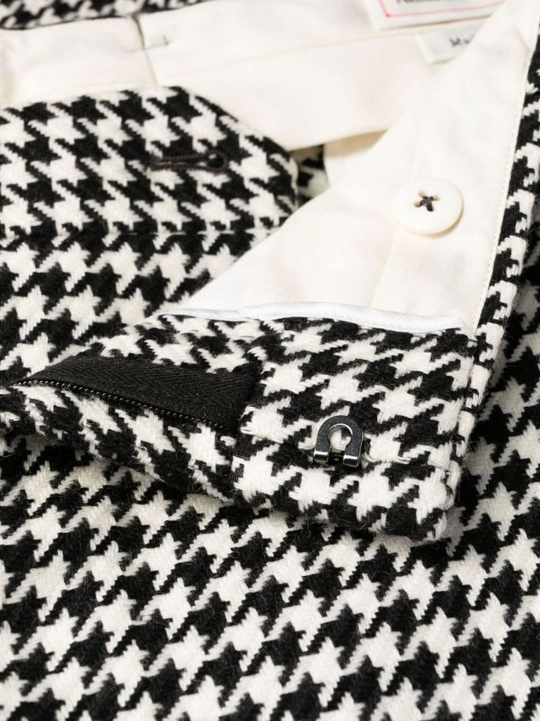 Black Houndstooth Wool Trousers