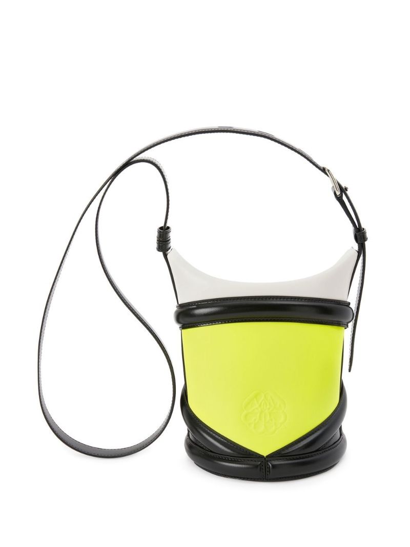 Yellow Curve Leather Cross Body Bag