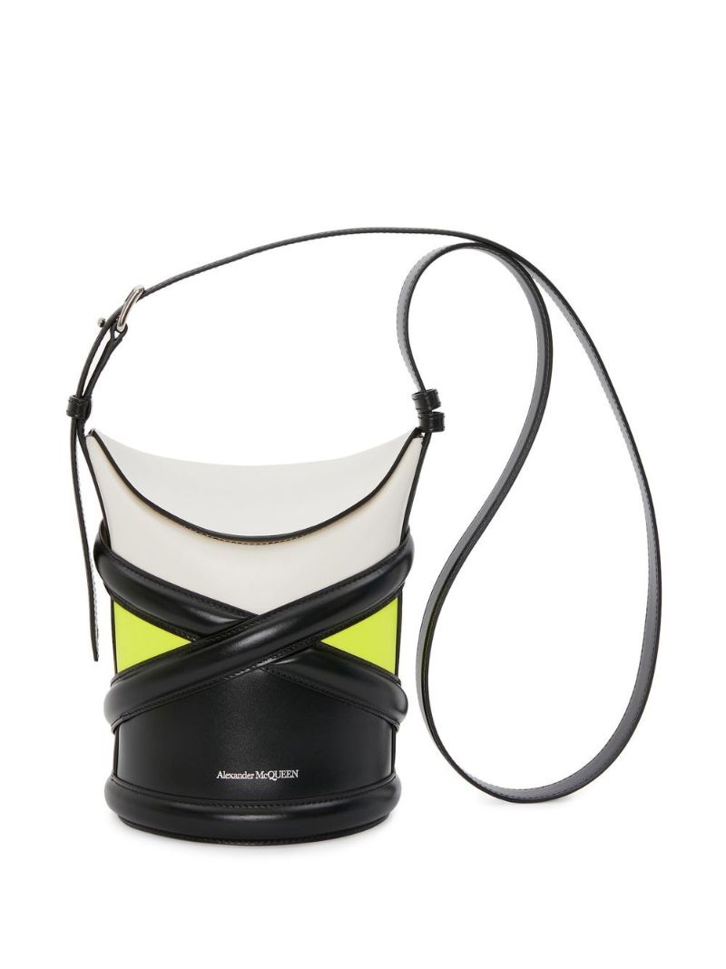 Yellow Curve Leather Cross Body Bag