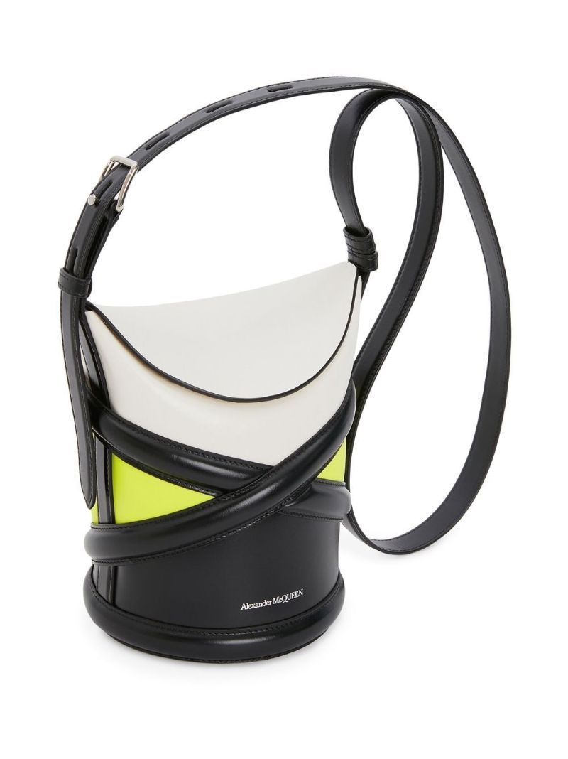 Yellow Curve Leather Cross Body Bag