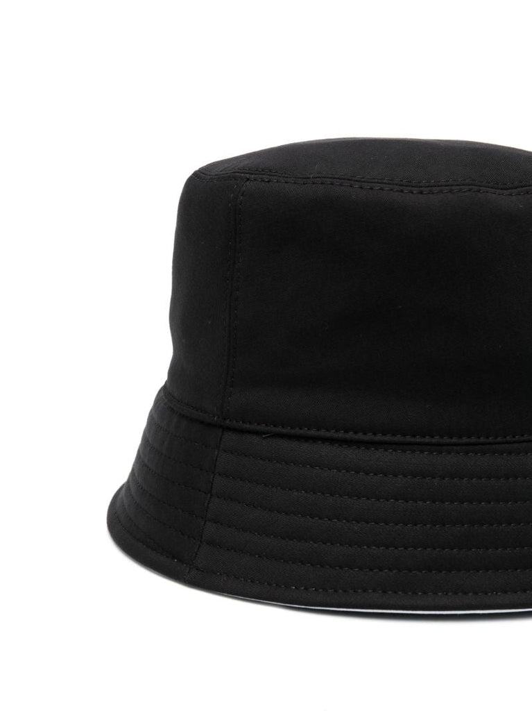 Black Logo Print Bucket Hat