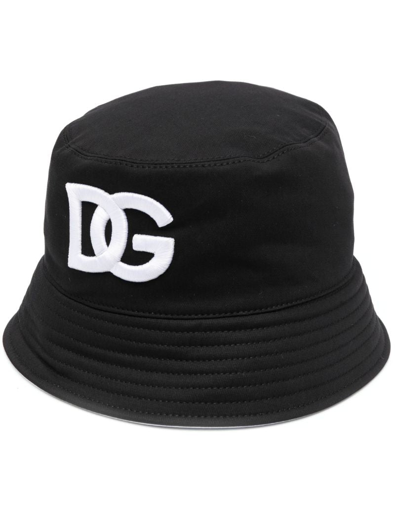 Black Logo Print Bucket Hat
