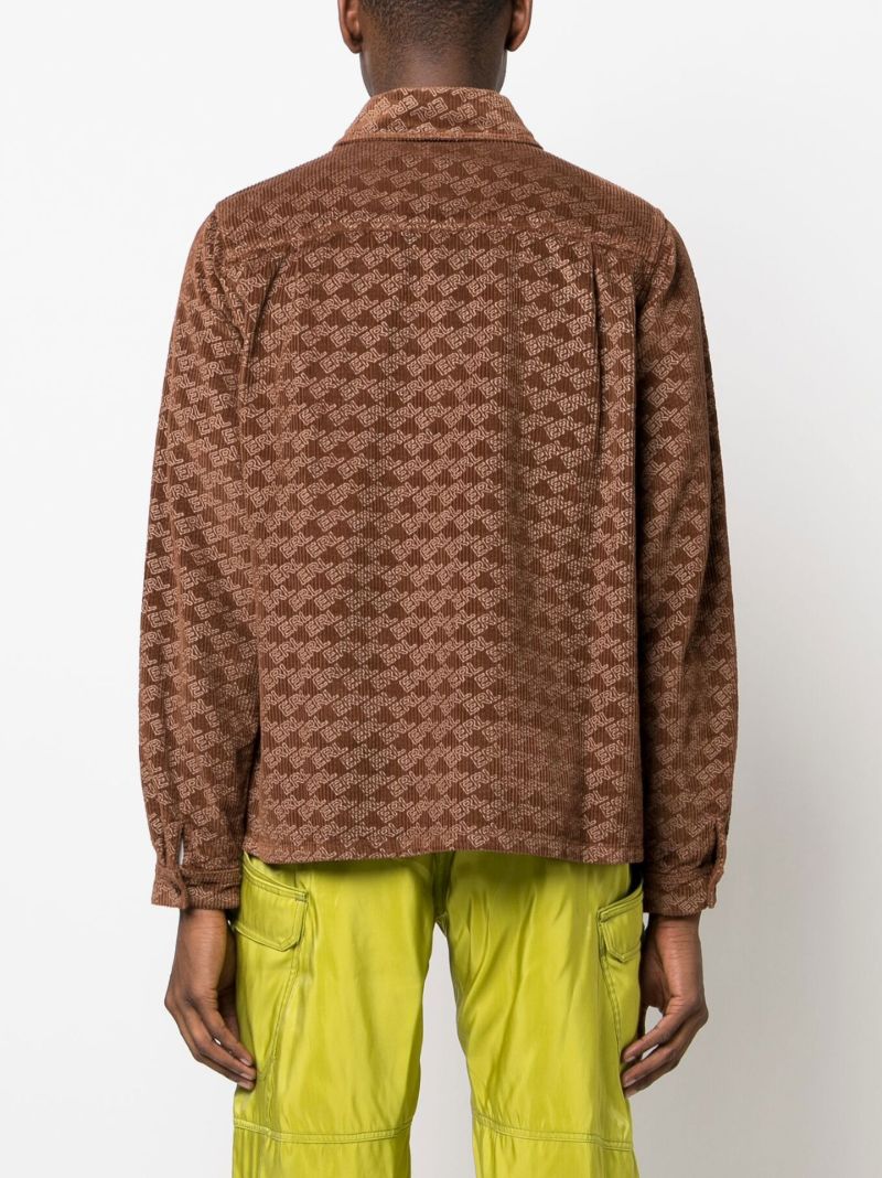 Brown Logo Print Corduroy Shirt