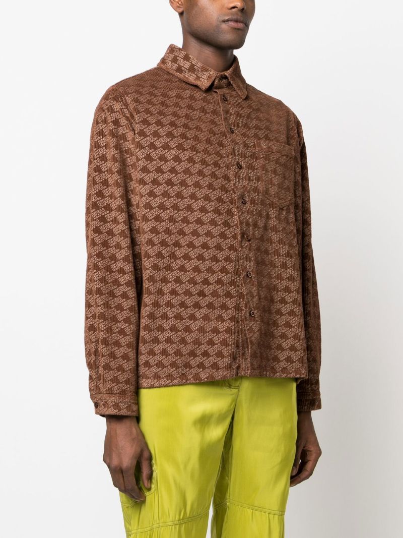 Brown Logo Print Corduroy Shirt