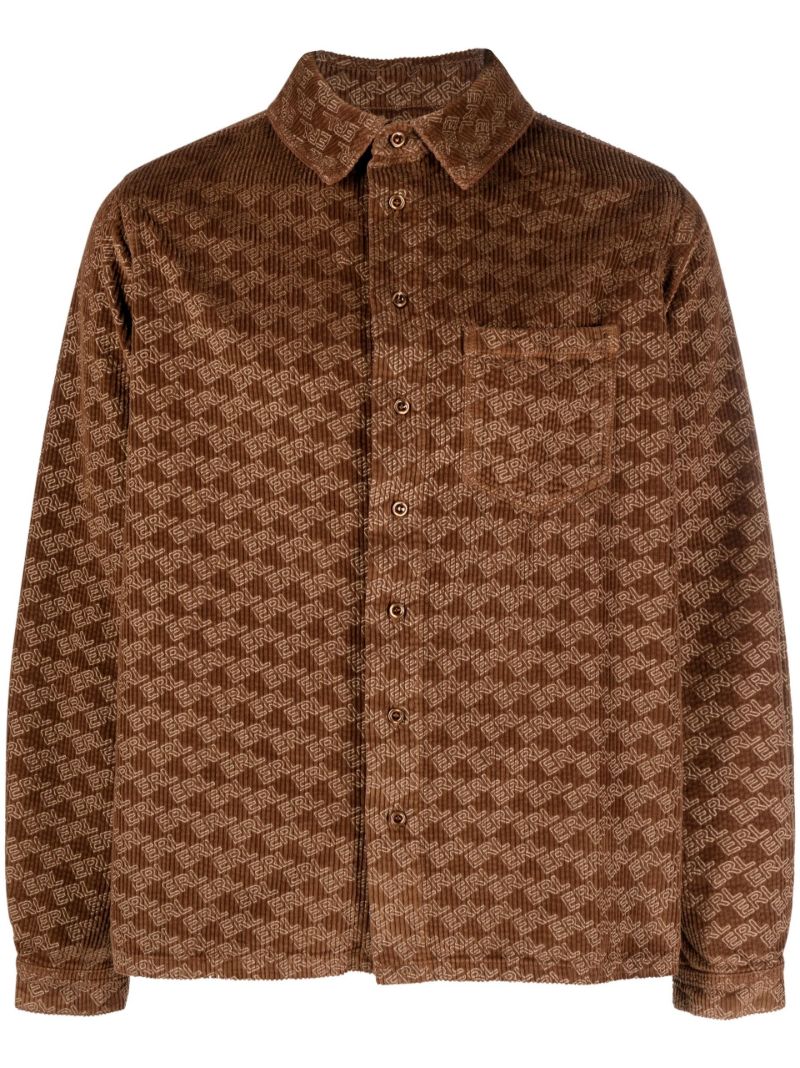 Brown Logo Print Corduroy Shirt