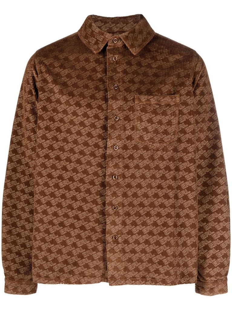 Brown Logo Print Corduroy Shirt