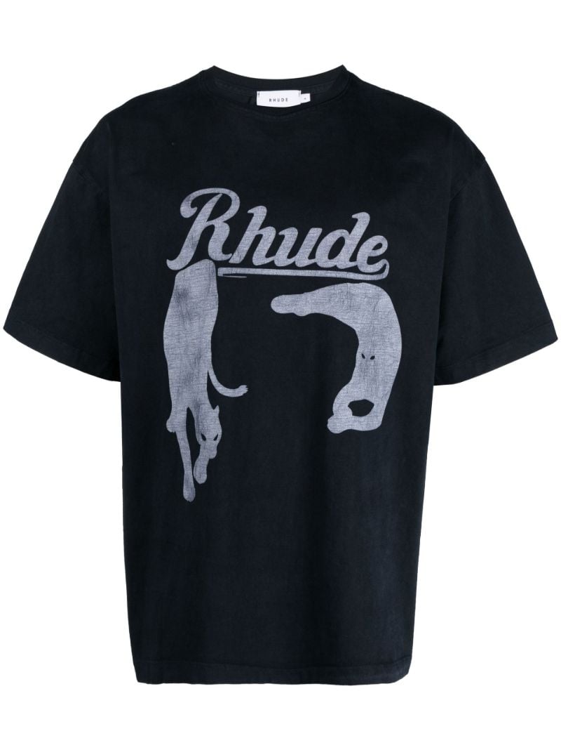 Black Cat Logo Print T-shirt