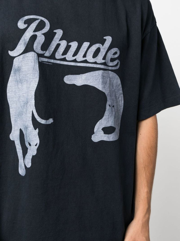 Black Cat Logo Print T-shirt