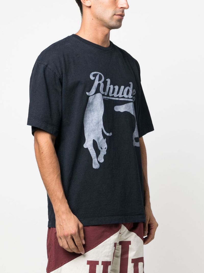 Black Cat Logo Print T-shirt