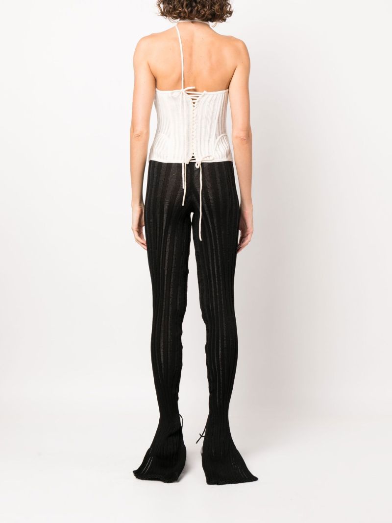 White Lace-up Cotton Knitted Top