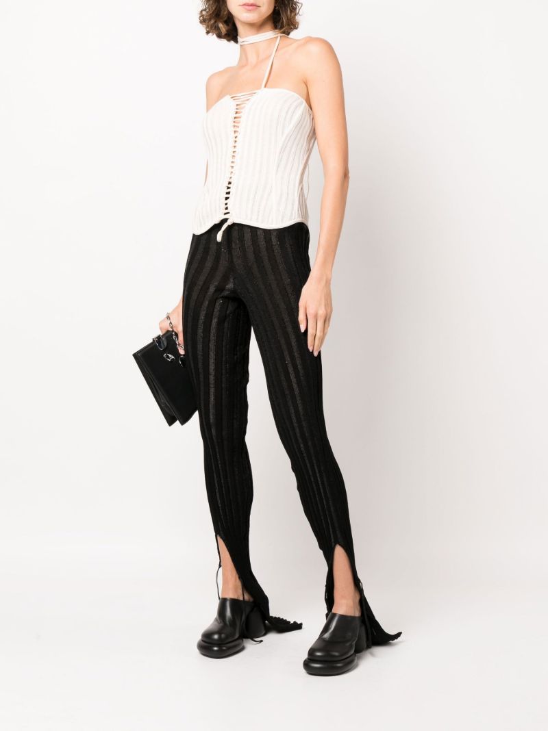 White Lace-up Cotton Knitted Top