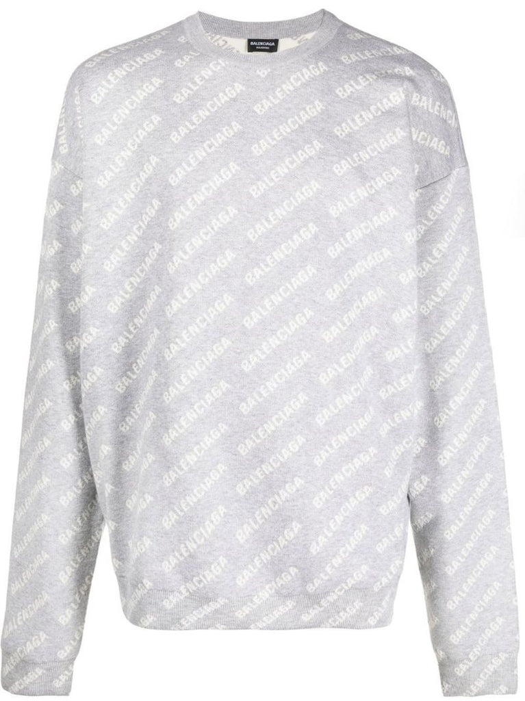 Grey Logo Crew Neck Sweater