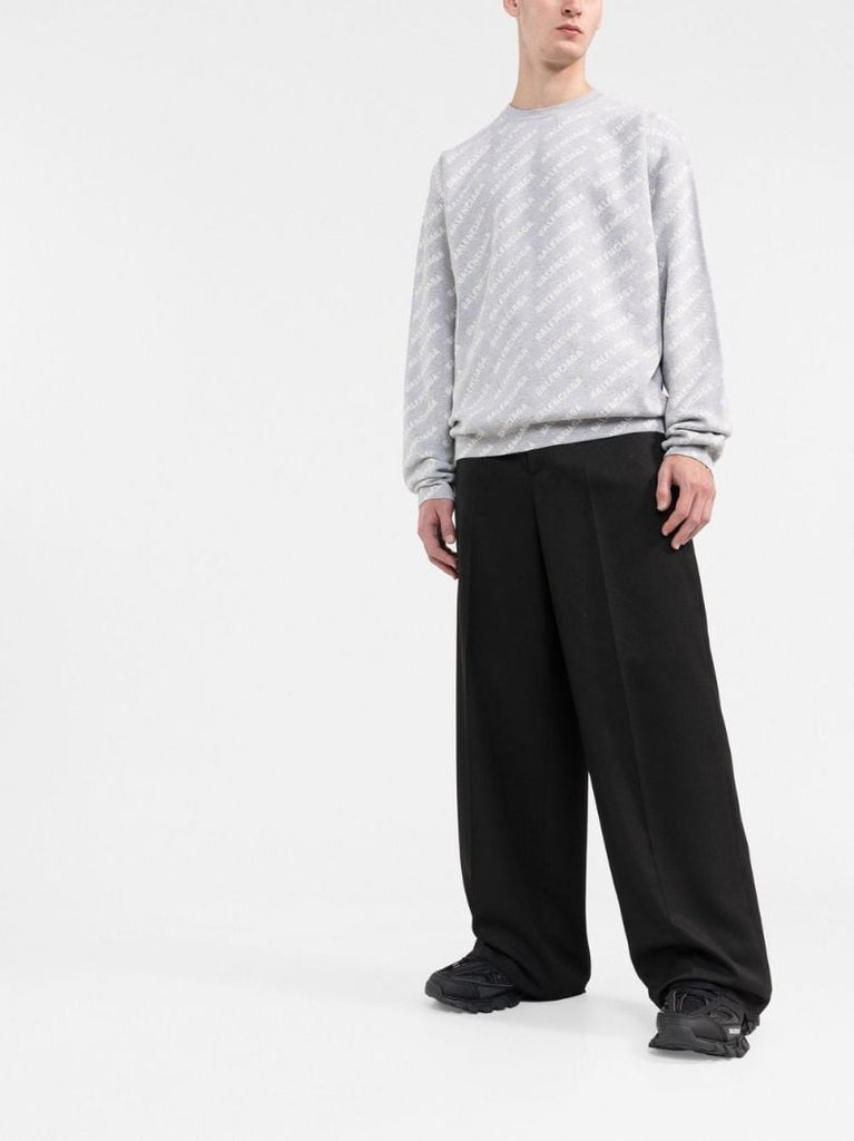 Grey Logo Crew Neck Sweater