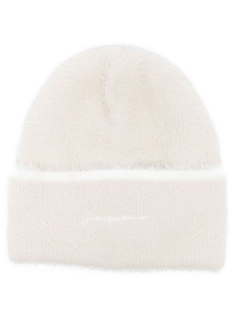 Neutral Embroidered Logo Beanie Hat