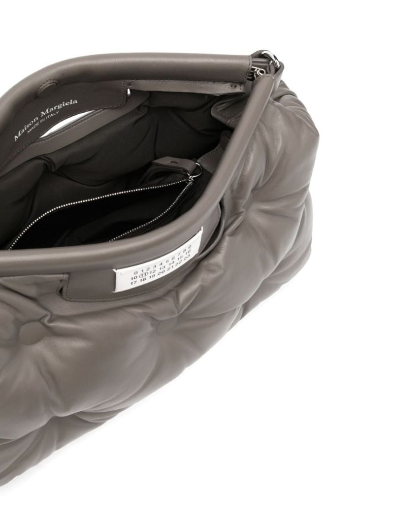Grey Glam Slam Leather Shoulder Bag