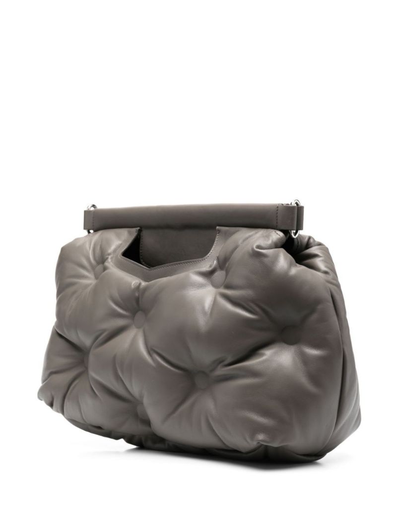 Grey Glam Slam Leather Shoulder Bag