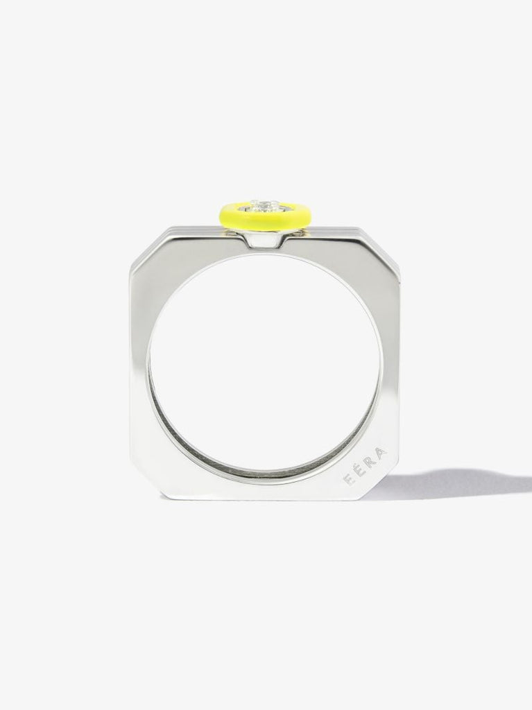 18k White Gold Diamond Enamel Ring