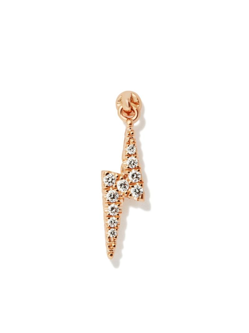 18k Rose Gold Diamond Lightning Bolt Earring