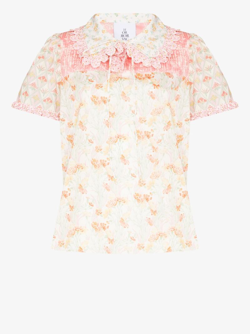 Pink Anoush Floral Print Cotton Blouse