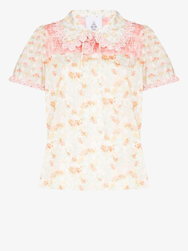Pink Anoush Floral Print Cotton Blouse
