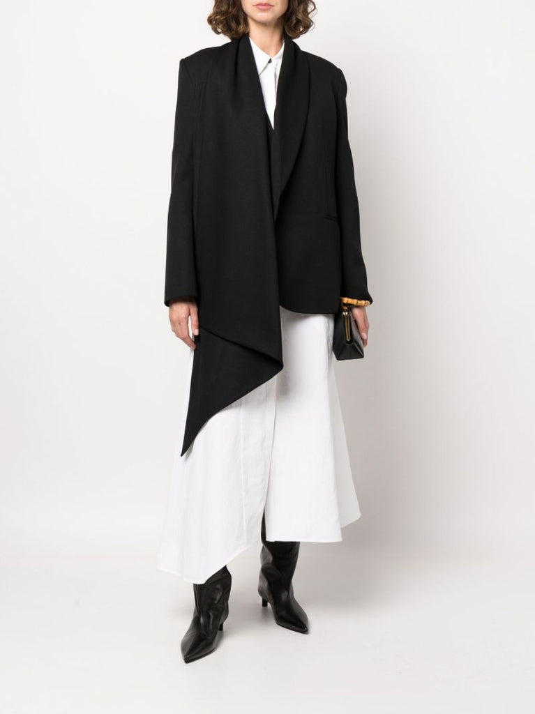 Black Detachable Scarf Double-breasted Blazer